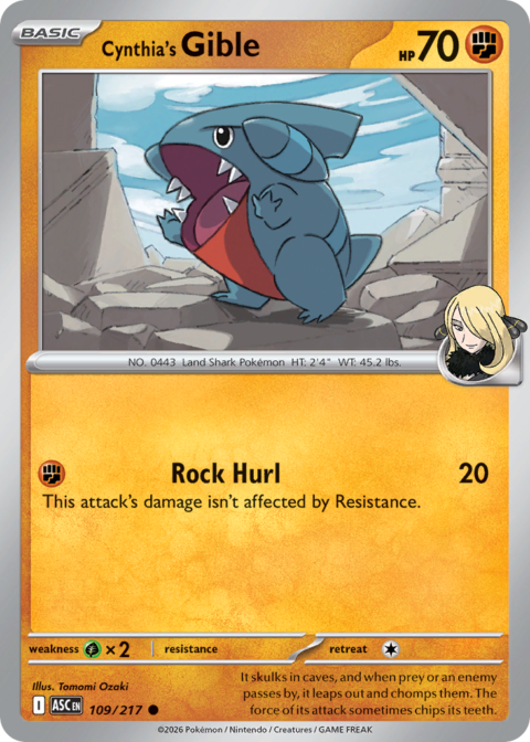 Cynthia's Gible - ASC #109 - Reverse Holo (Energy)