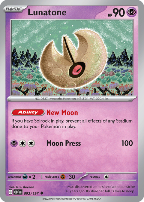 Lunatone - OBF #92 - Reverse Holo