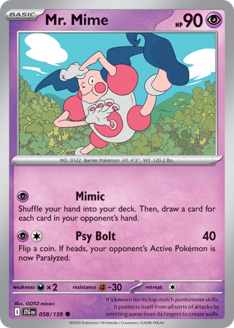 Mr. Mime - JTG #58 - Reverse Holo