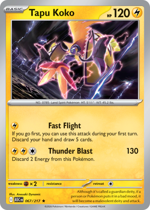 Tapu Koko - ASC #67 - Reverse Holo (Energy)