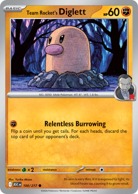 Team Rocket's Diglett - ASC #100 - Reverse Holo (Rocket)