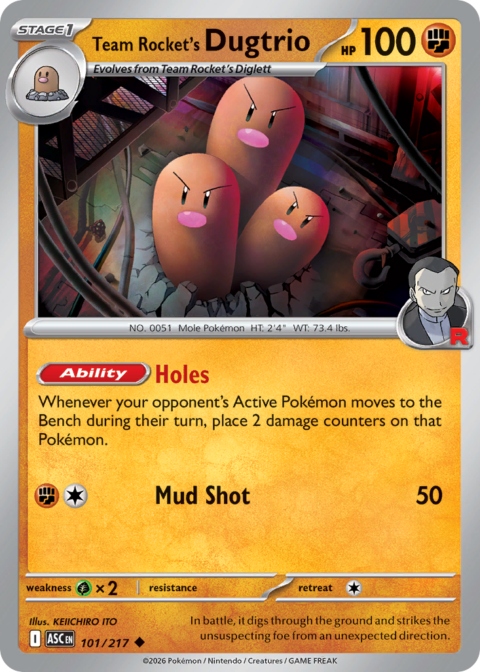 Team Rocket's Dugtrio - ASC #101 - Reverse Holo (Energy)