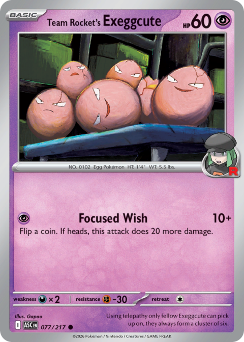 Team Rocket's Exeggcute - ASC #77 - Reverse Holo (Energy)