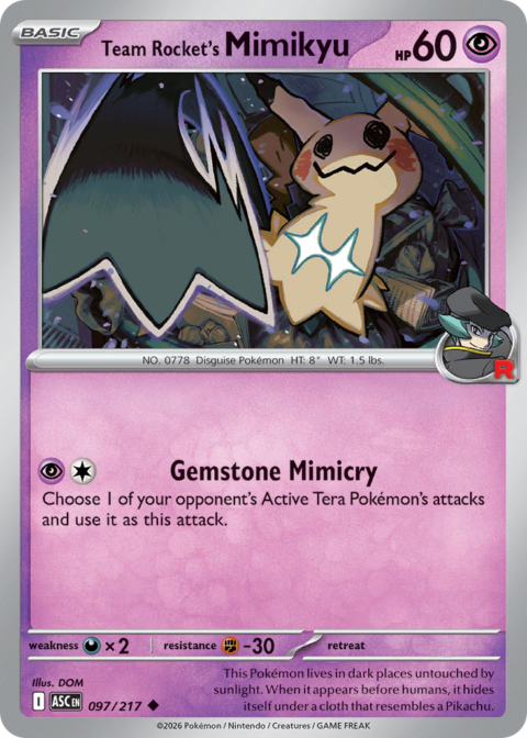 Team Rocket's Mimikyu - ASC #97 - Reverse Holo (Energy)