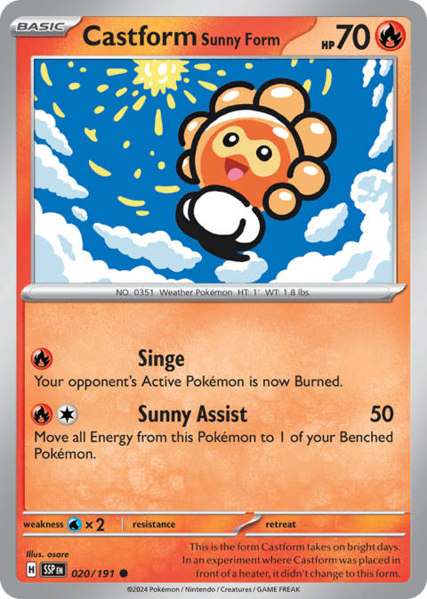 Castform Sunny Form - SSP #20 - Reverse Holo