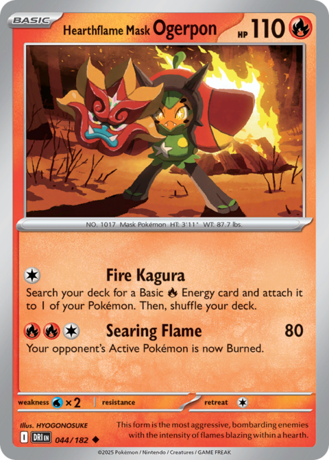 Hearthflame Mask Ogerpon - DRI #44 - Reverse Holo