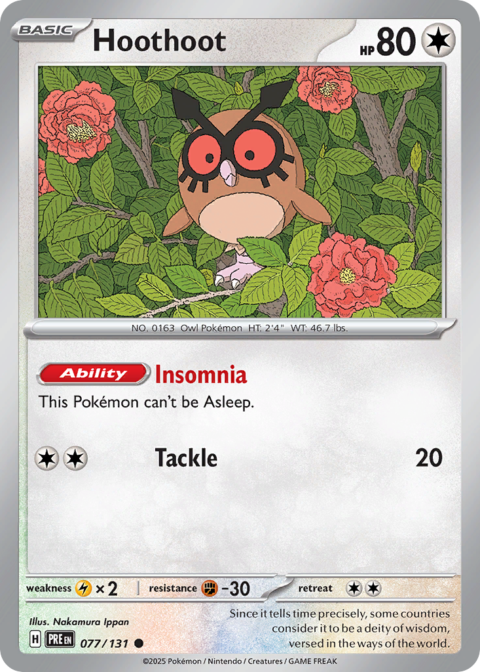 Hoothoot - PRE #77 - Reverse Holo