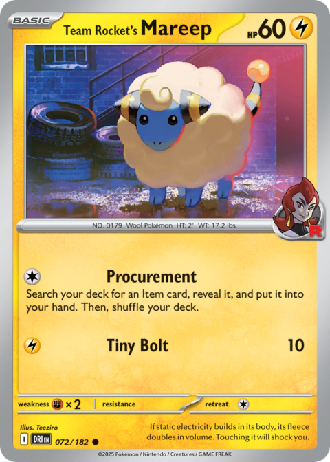 Team Rocket's Mareep - DRI #72 - Reverse Holo