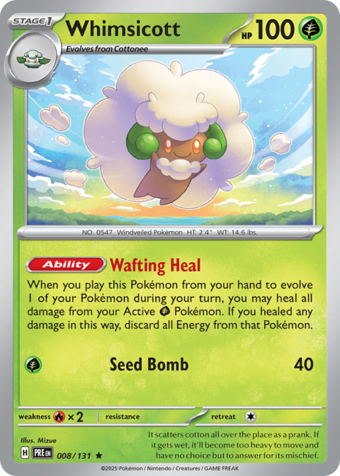 Whimsicott - PRE #8 - Reverse Holo